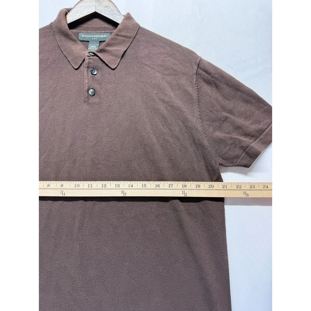 Banana Republic Polo Shirt Mens Medium Brown Cotton Performance‎ Golf Tennis